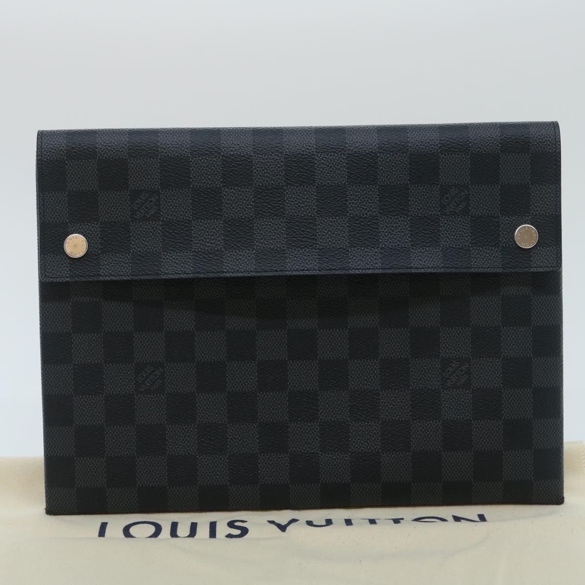 LOUIS VUITTON Damier Graphite Alpha Triple Pouch Clutch Bag N60255 LV Auth ro291