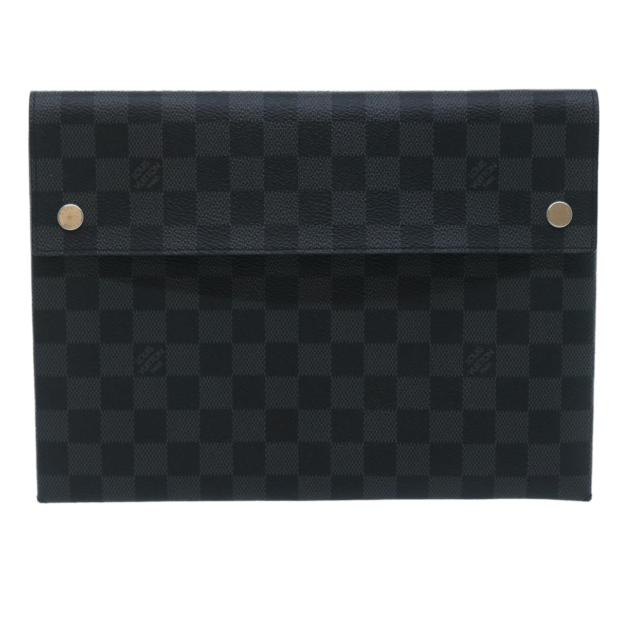 LOUIS VUITTON Damier Graphite Alpha Triple Pouch Clutch Bag N60255 LV Auth ro291