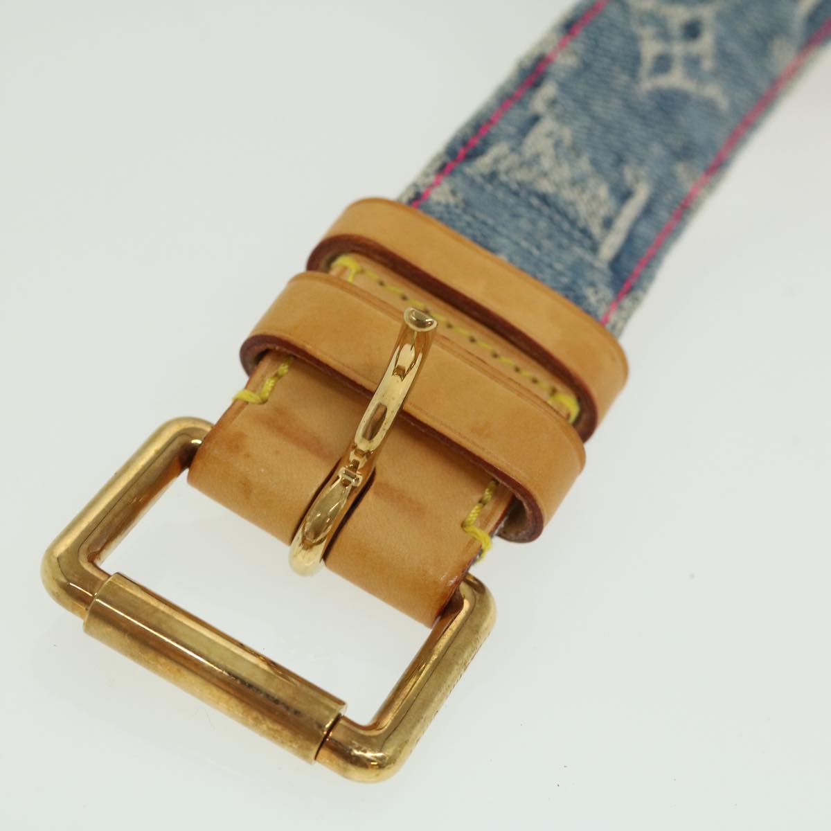 LOUIS VUITTON Monogram Denim Ceinture bleach Belt Blue M9851 LV Auth ro344