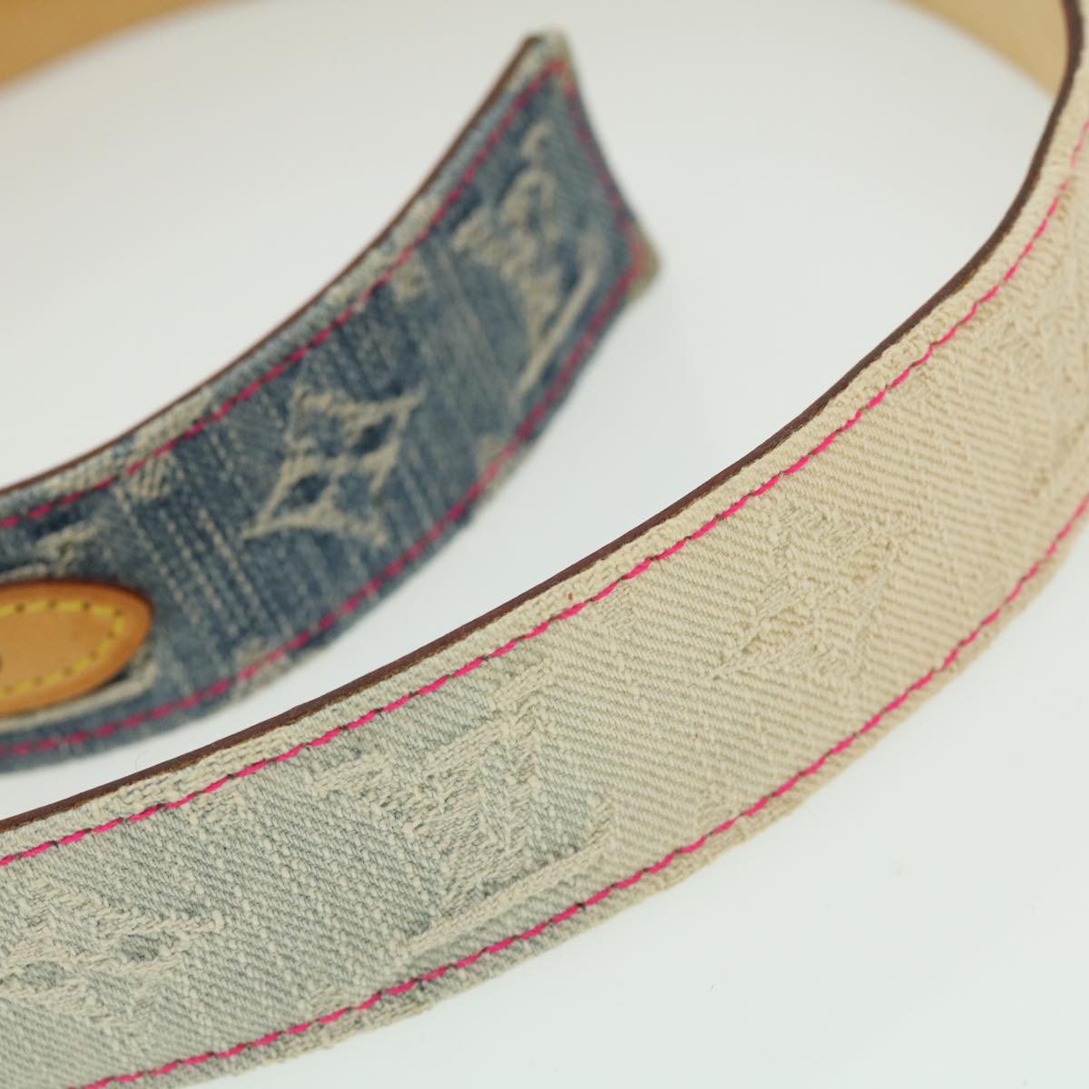 LOUIS VUITTON Monogram Denim Ceinture bleach Belt Blue M9851 LV Auth ro344