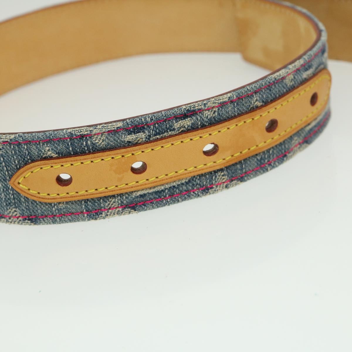 LOUIS VUITTON Monogram Denim Ceinture bleach Belt Blue M9851 LV Auth ro344