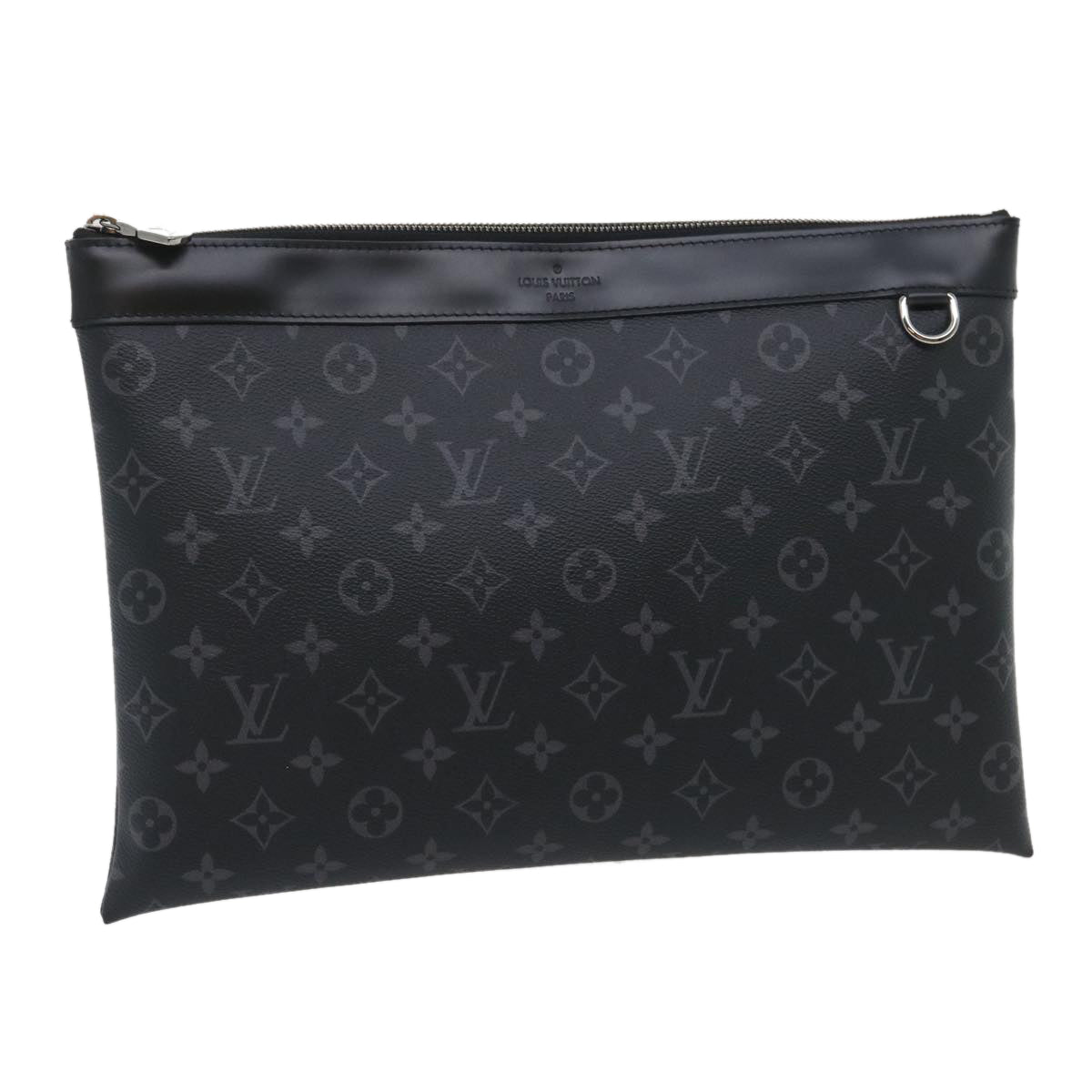 LOUIS VUITTON Monogram Eclipse Pochette Discovery Clutch Bag M62291 Auth ro361