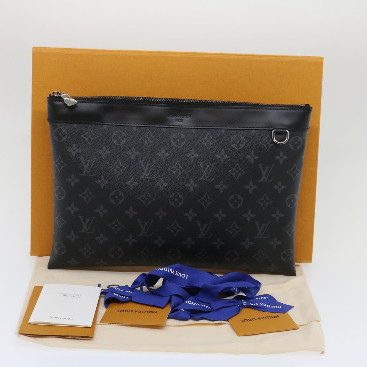 LOUIS VUITTON Monogram Eclipse Pochette Discovery Clutch Bag M62291 Auth ro361