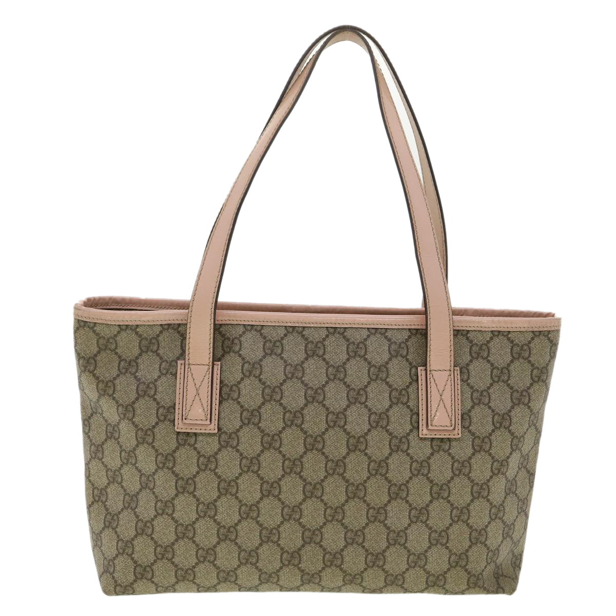 GUCCI GG Canvas Tote Bag PVC Leather Beige Auth ro554 - 0