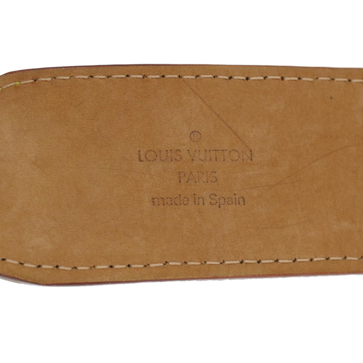 LOUIS VUITTON Studs Belt Leather 80/32 Beige LV Auth ro735