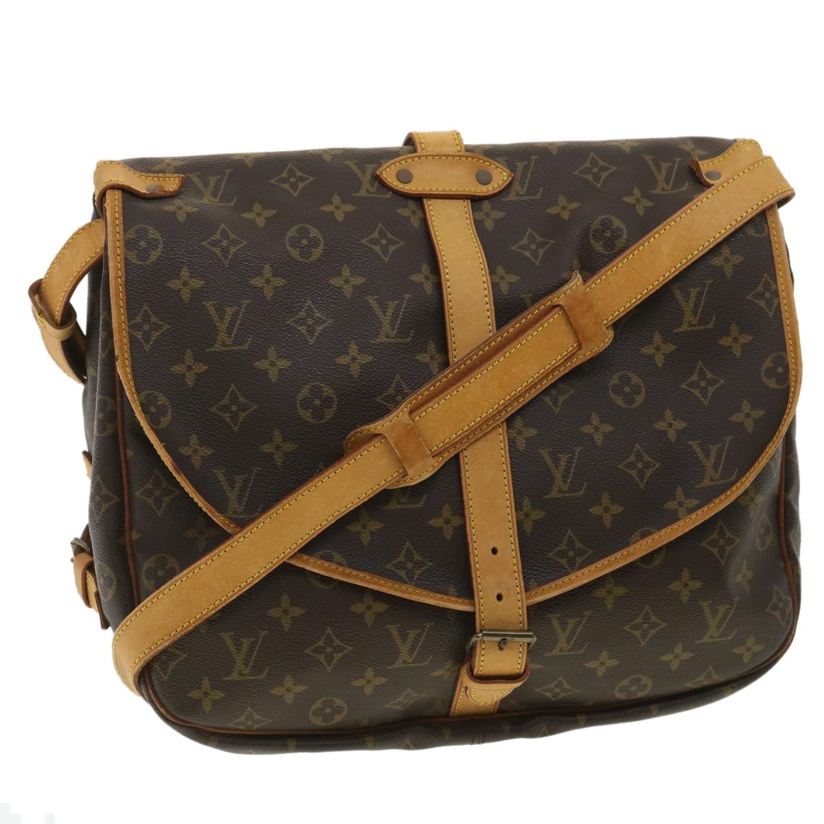 LOUIS VUITTON Monogram Saumur 35 Shoulder Bag M42254 LV Auth ro844