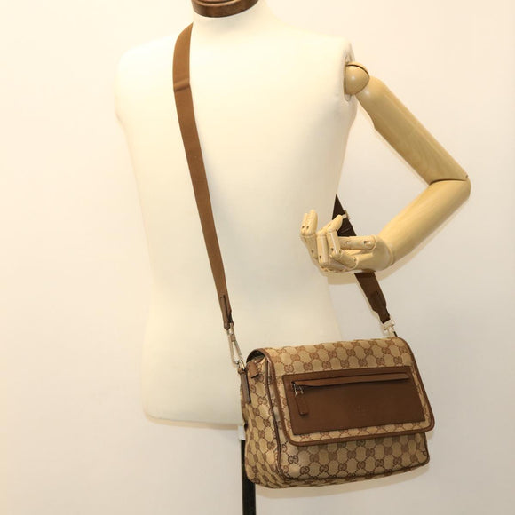 GUCCI GG Canvas Shoulder Bag Beige 28562 Auth ro868