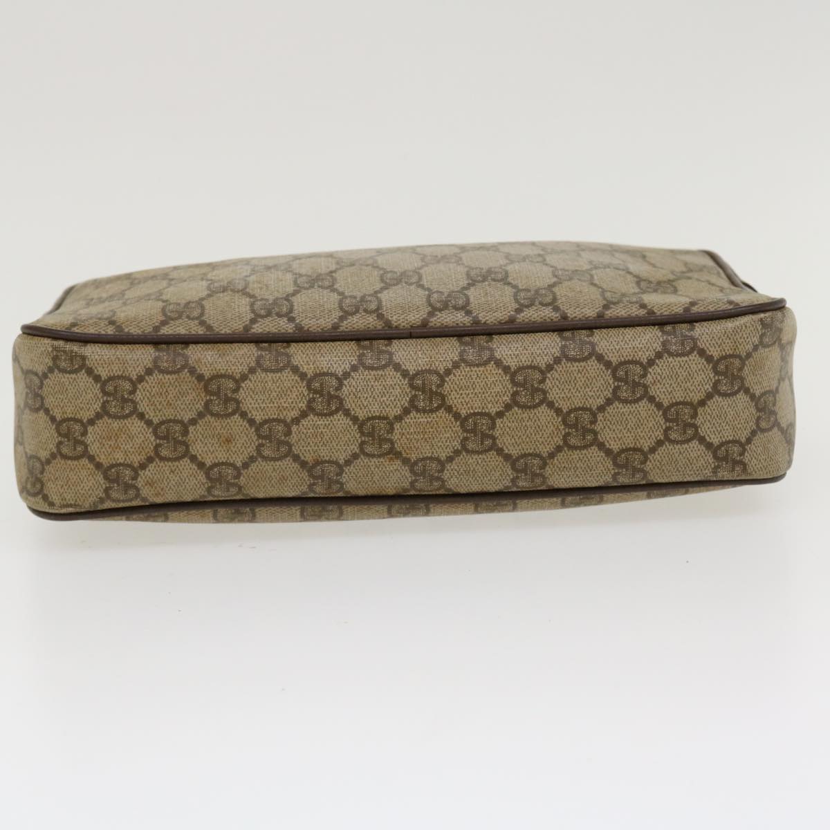 GUCCI GG Canvas Clutch Bag PVC Leather Beige 156.01.044 Auth ro882