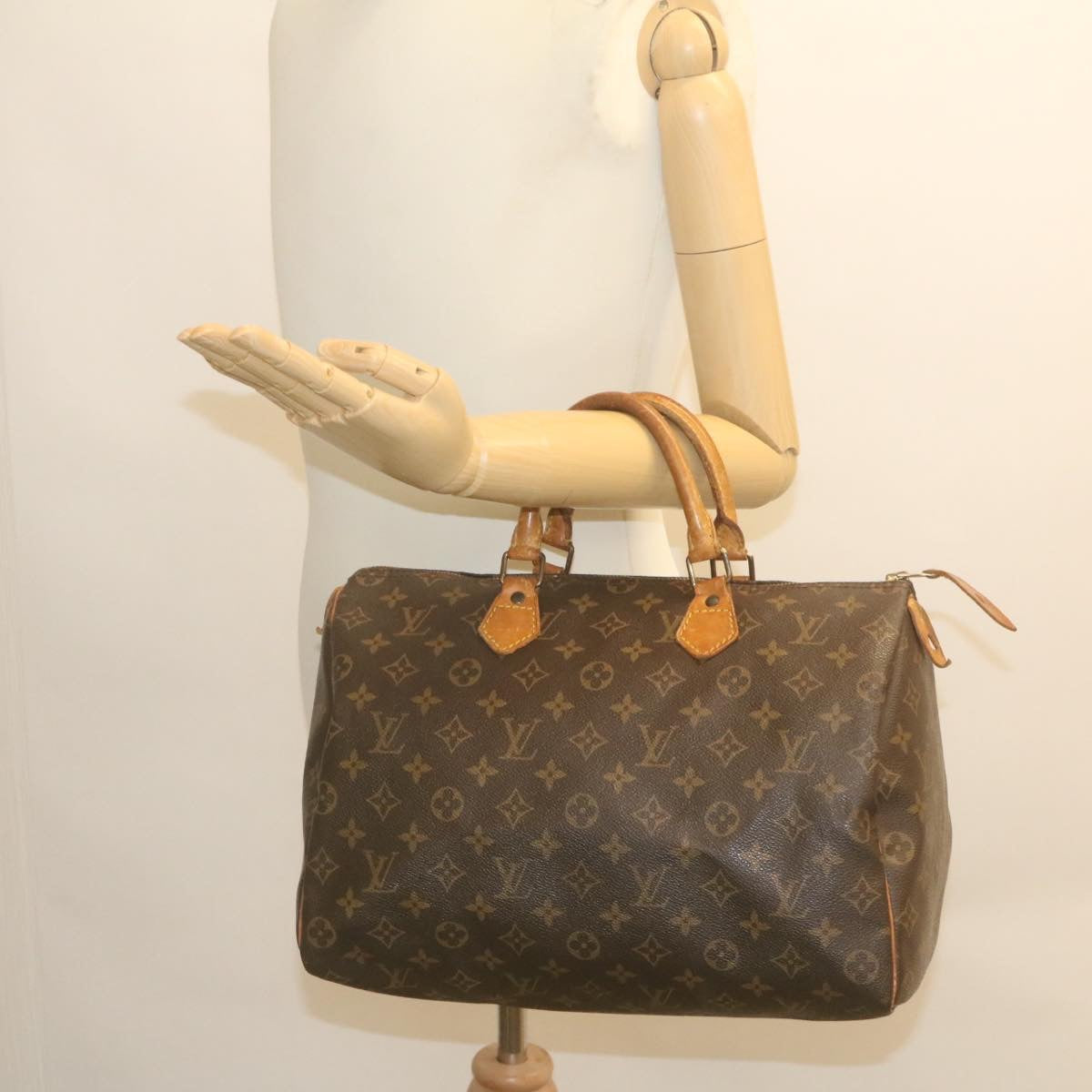 LOUIS VUITTON Monogram Speedy 35 Hand Bag M41524 LV Auth rz201