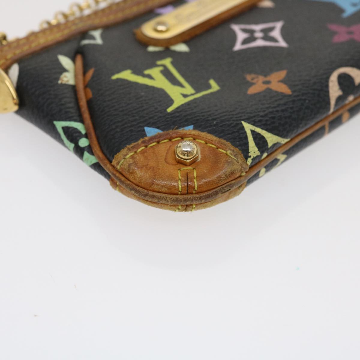 LOUIS VUITTON Monogram Multicolor Pochette Mira PM Pouch Black M60099 Auth rz353