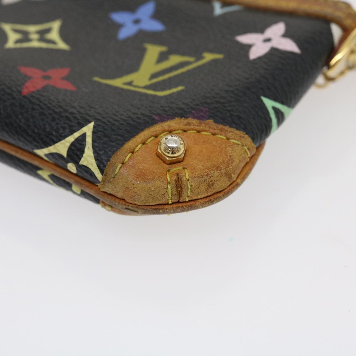 LOUIS VUITTON Monogram Multicolor Pochette Mira PM Pouch Black M60099 Auth rz353