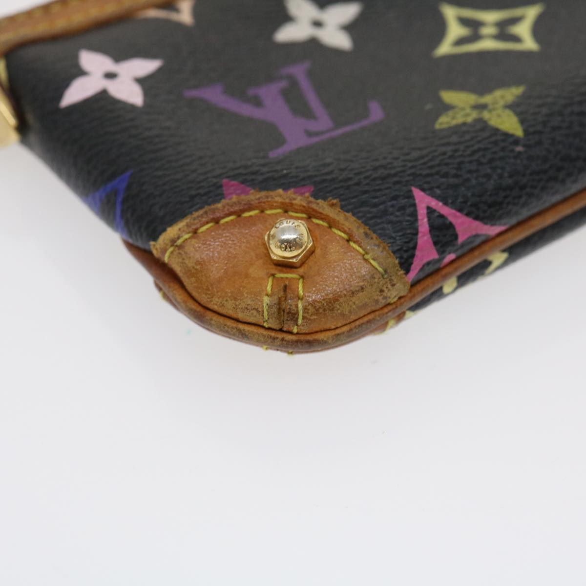 LOUIS VUITTON Monogram Multicolor Pochette Mira PM Pouch Black M60099 Auth rz353