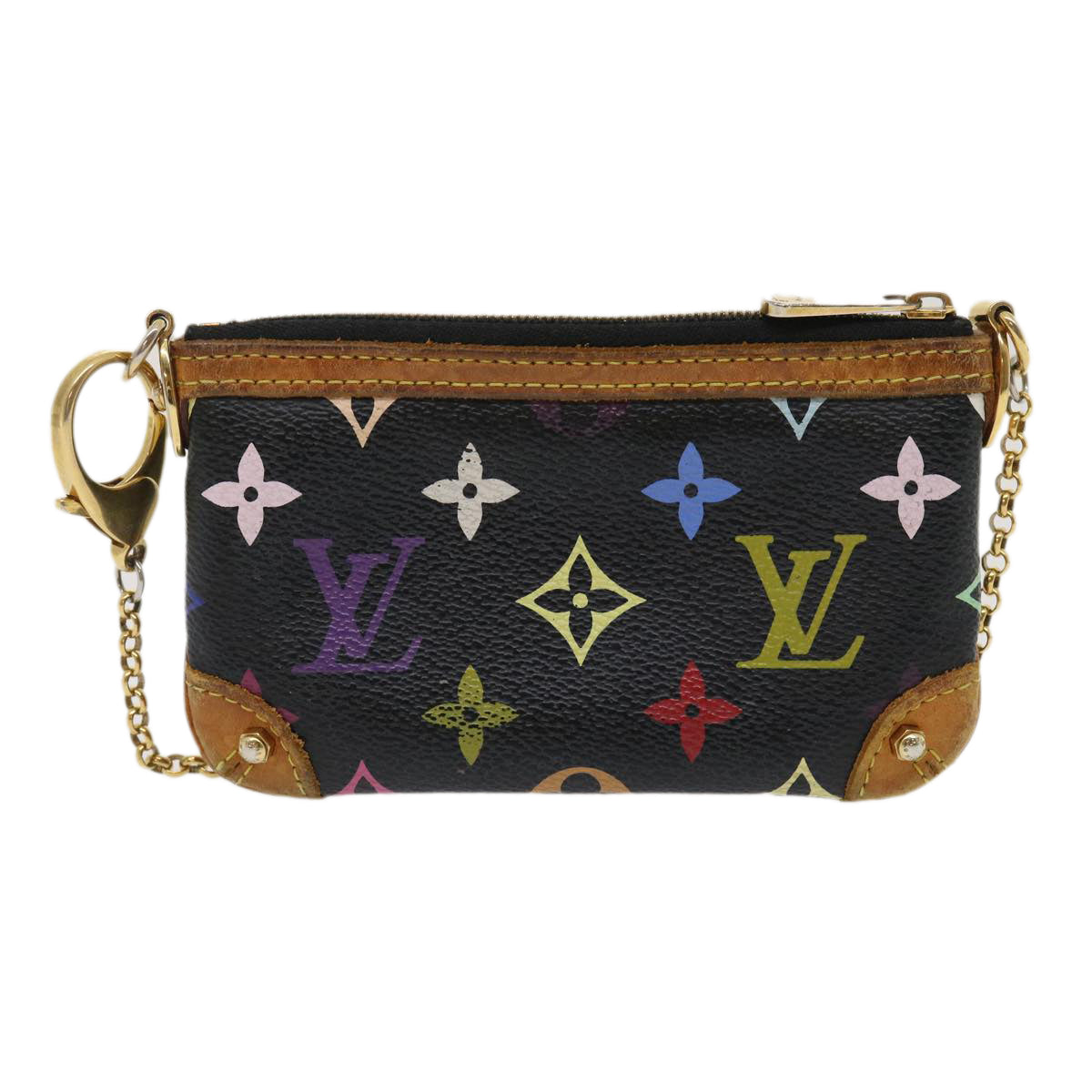 LOUIS VUITTON Monogram Multicolor Pochette Mira PM Pouch Black M60099 Auth rz353