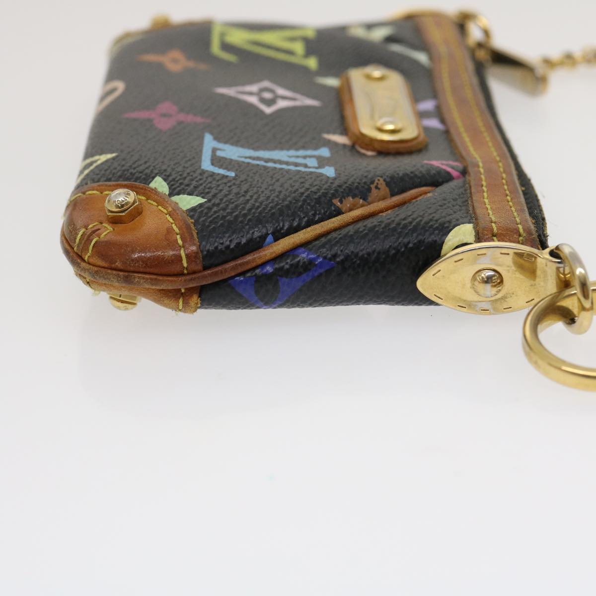 LOUIS VUITTON Monogram Multicolor Pochette Mira PM Pouch Black M60099 Auth rz353