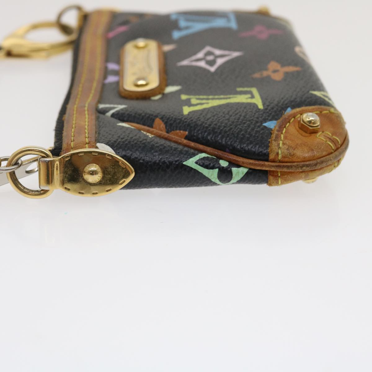 LOUIS VUITTON Monogram Multicolor Pochette Mira PM Pouch Black M60099 Auth rz353