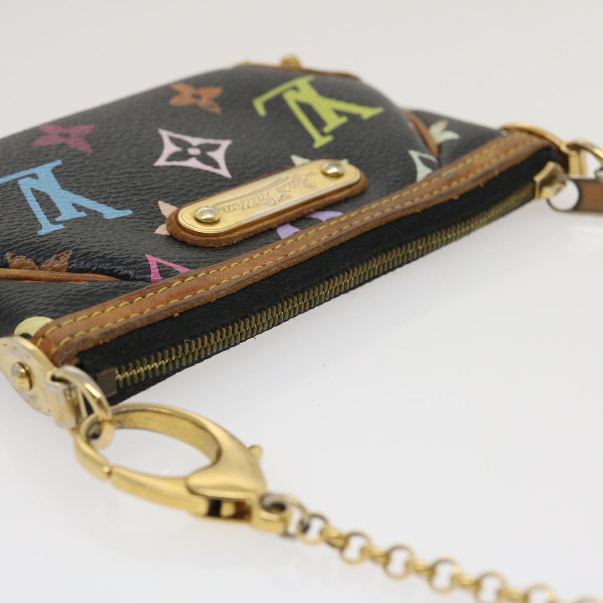 LOUIS VUITTON Monogram Multicolor Pochette Mira PM Pouch Black M60099 Auth rz353