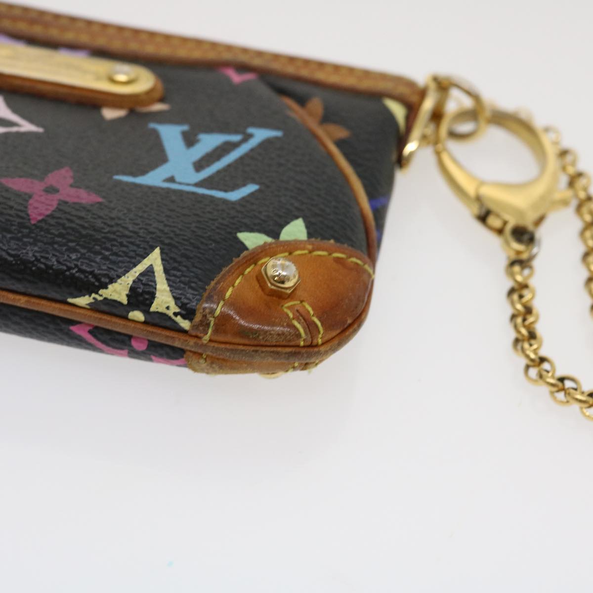 LOUIS VUITTON Monogram Multicolor Pochette Mira PM Pouch Black M60099 Auth rz353