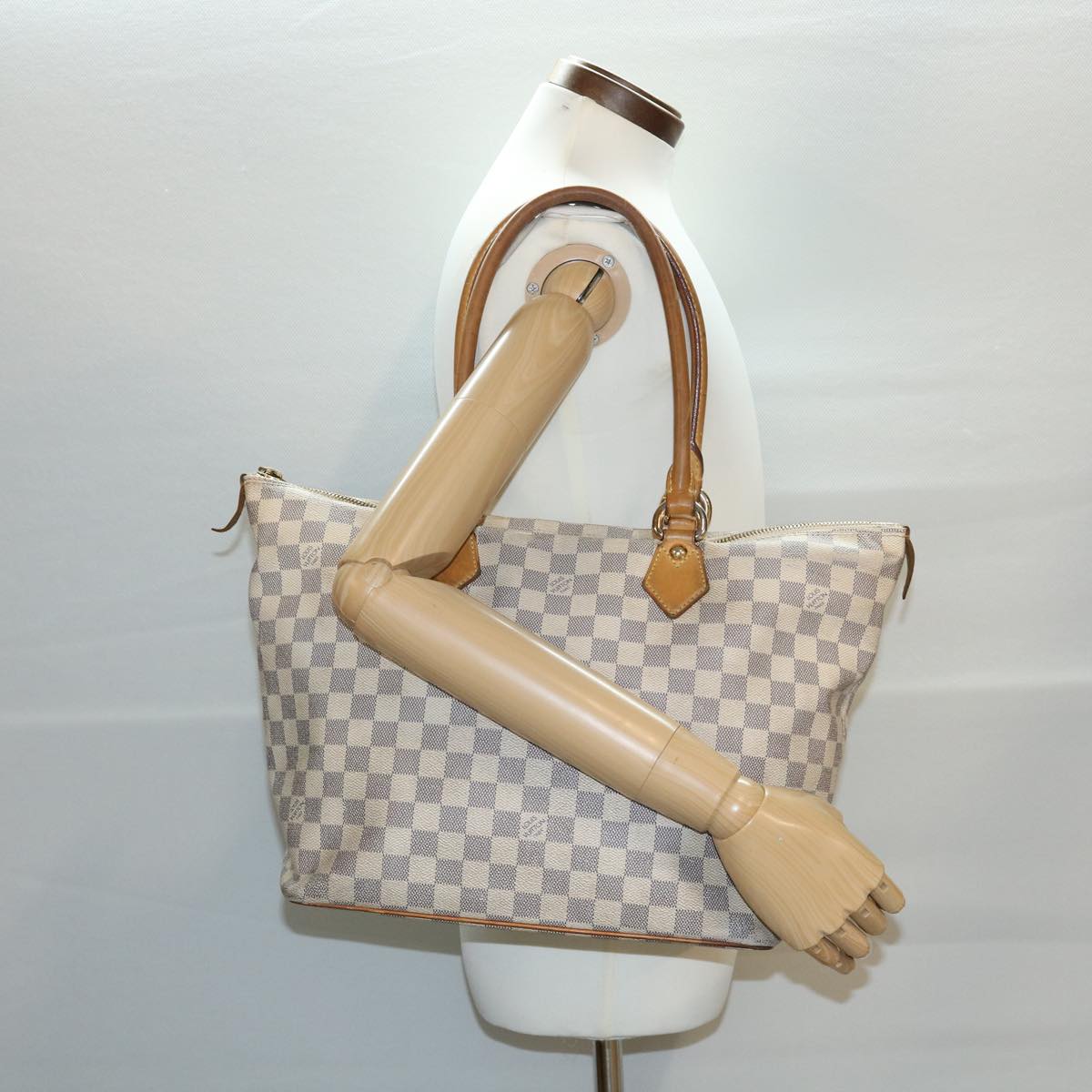 LOUIS VUITTON Damier Azur Saleya MM Tote Bag N51185 LV Auth rz478