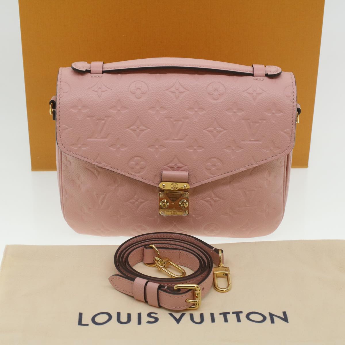 LOUIS VUITTON Empreinte Pochette Metis MM Hand Bag 2way Pink M44018 LV Auth S106