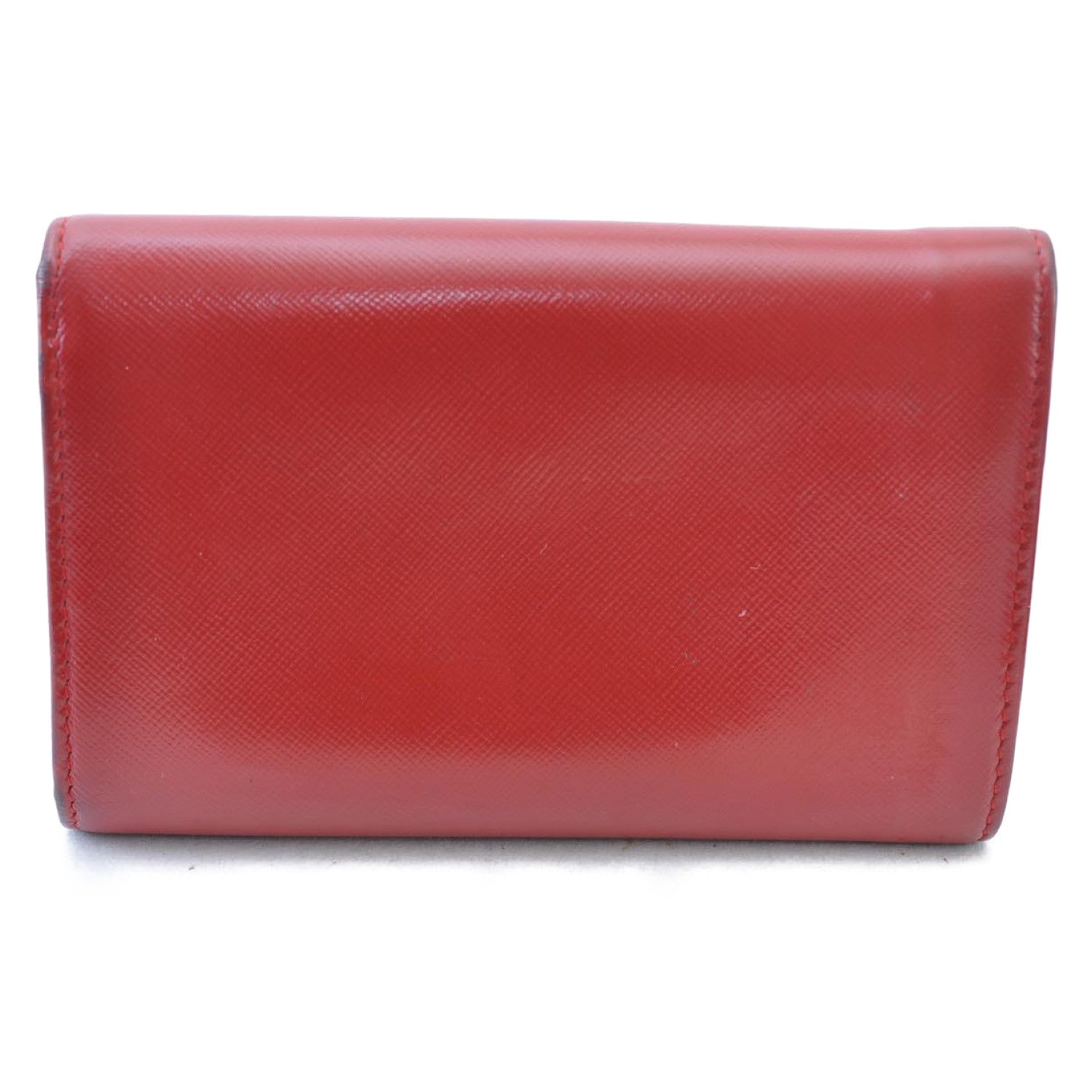 PRADA Leather Long Wallet Leather Red Auth am1941s