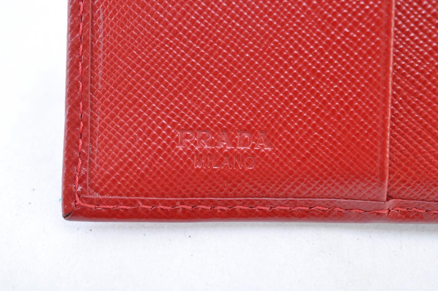 PRADA Leather Long Wallet Leather Red Auth am1941s