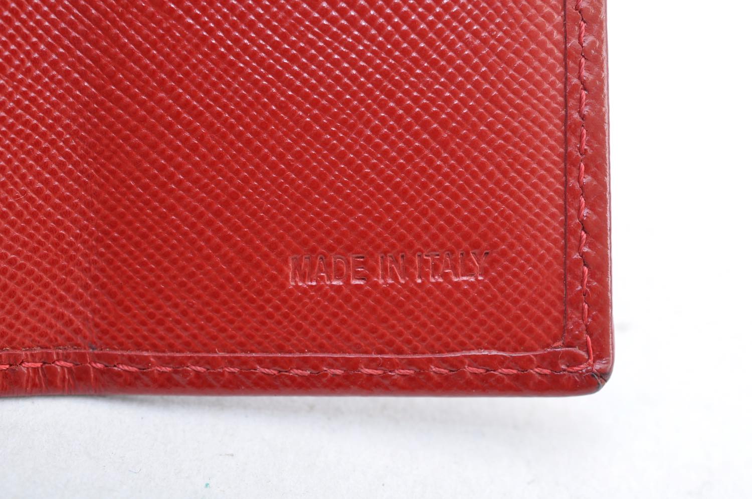 PRADA Leather Long Wallet Leather Red Auth am1941s