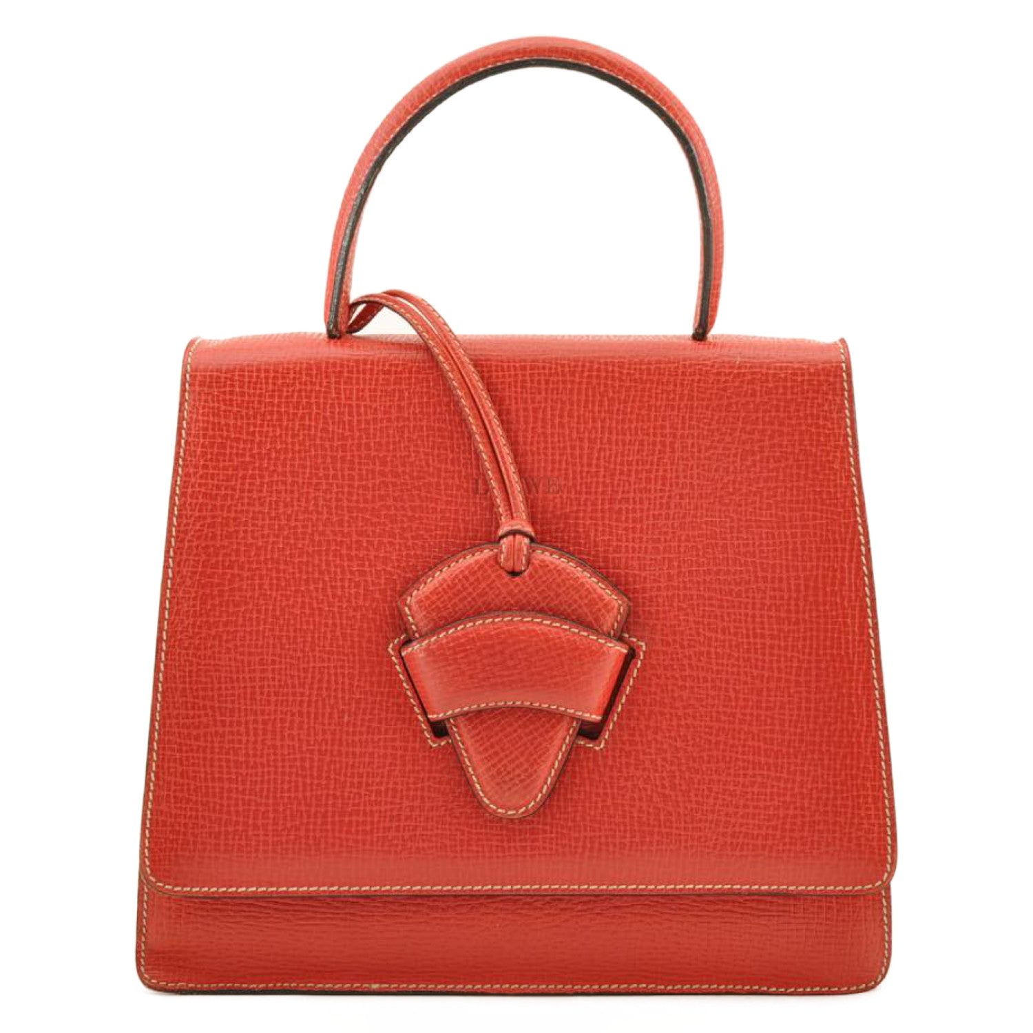 LOEWE Hand Bag Leather 2way Red Auth am2234s