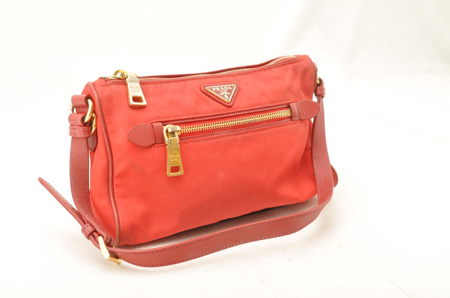 PRADA Shoulder Bag Nylon Red Auth am2330s