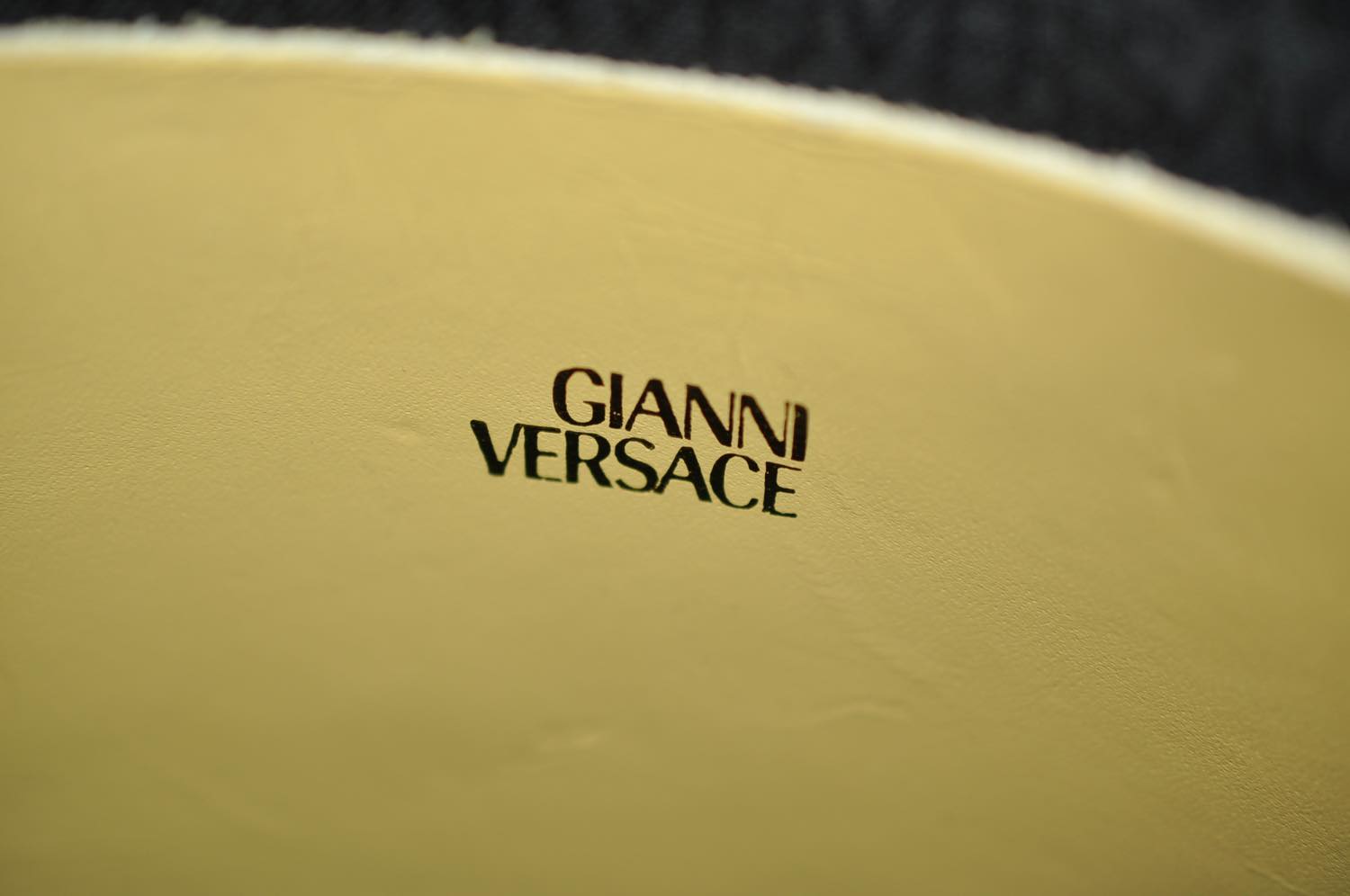 Gianni Versace Sun Face Vanity Tote Bag Leather Yellow Auth am2385s