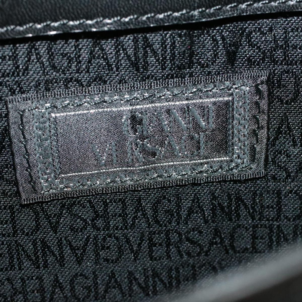 Gianni Versace Shoulder Bag Leather Black Auth am3011s