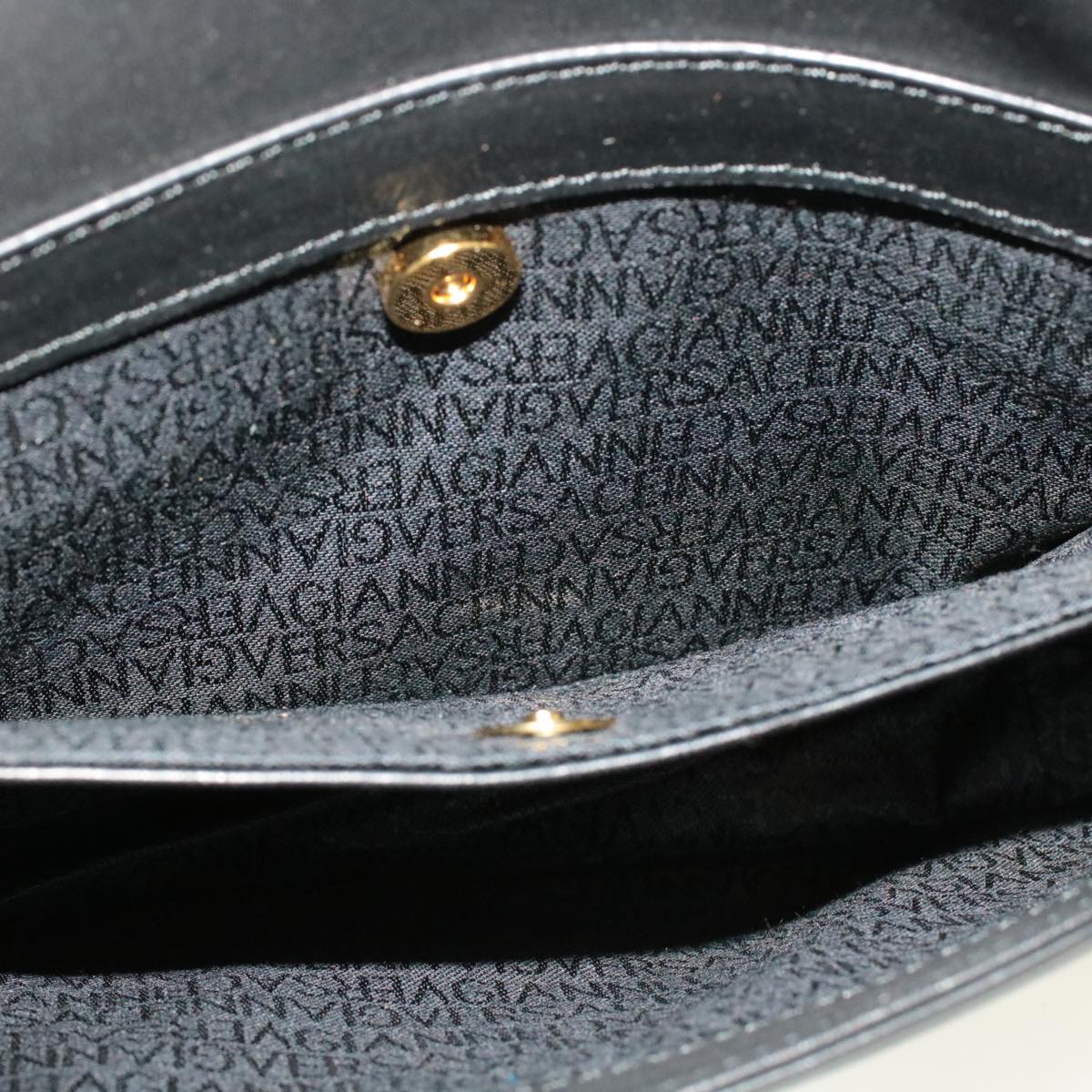 Gianni Versace Shoulder Bag Leather Black Auth am3011s