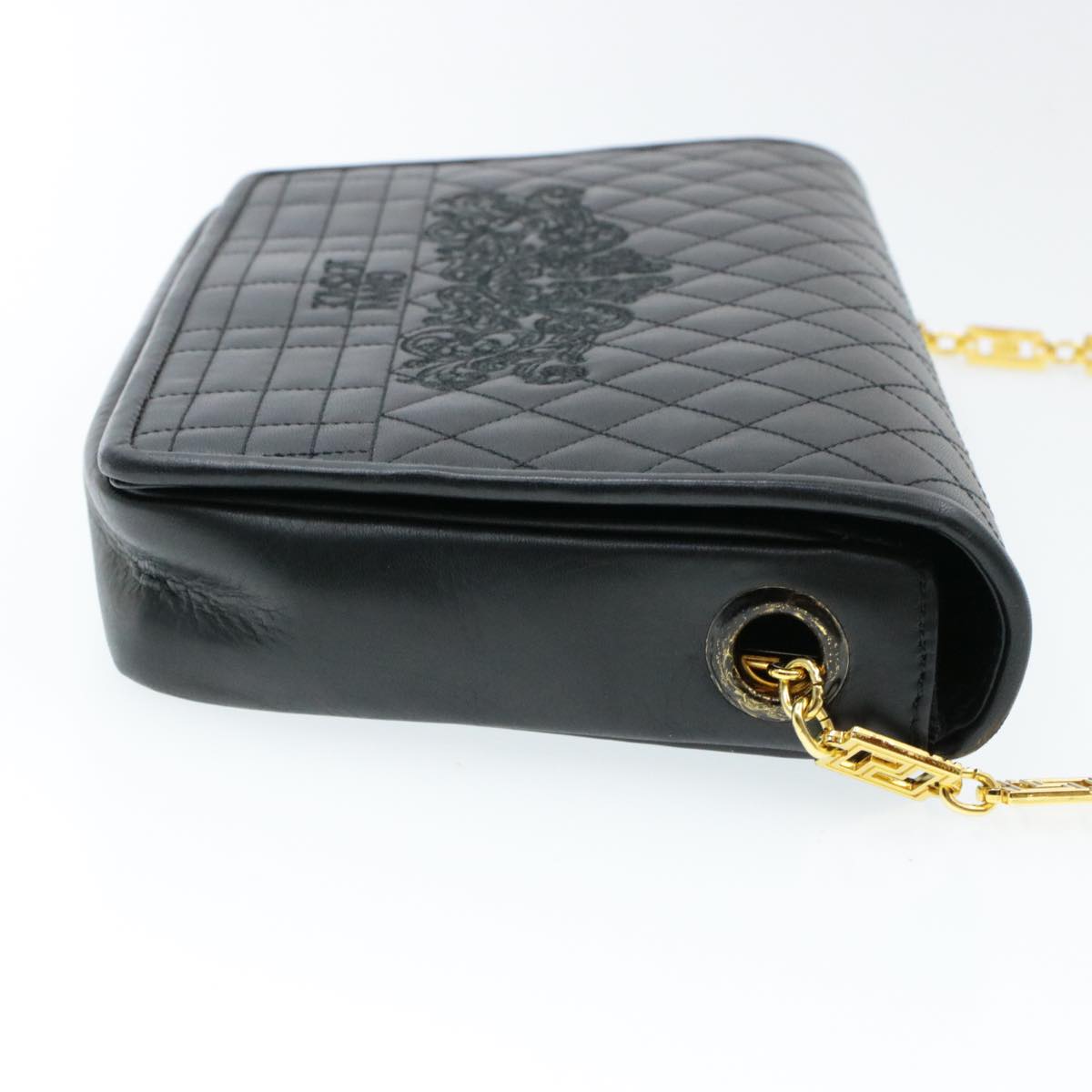 Gianni Versace Shoulder Bag Leather Black Auth am3011s