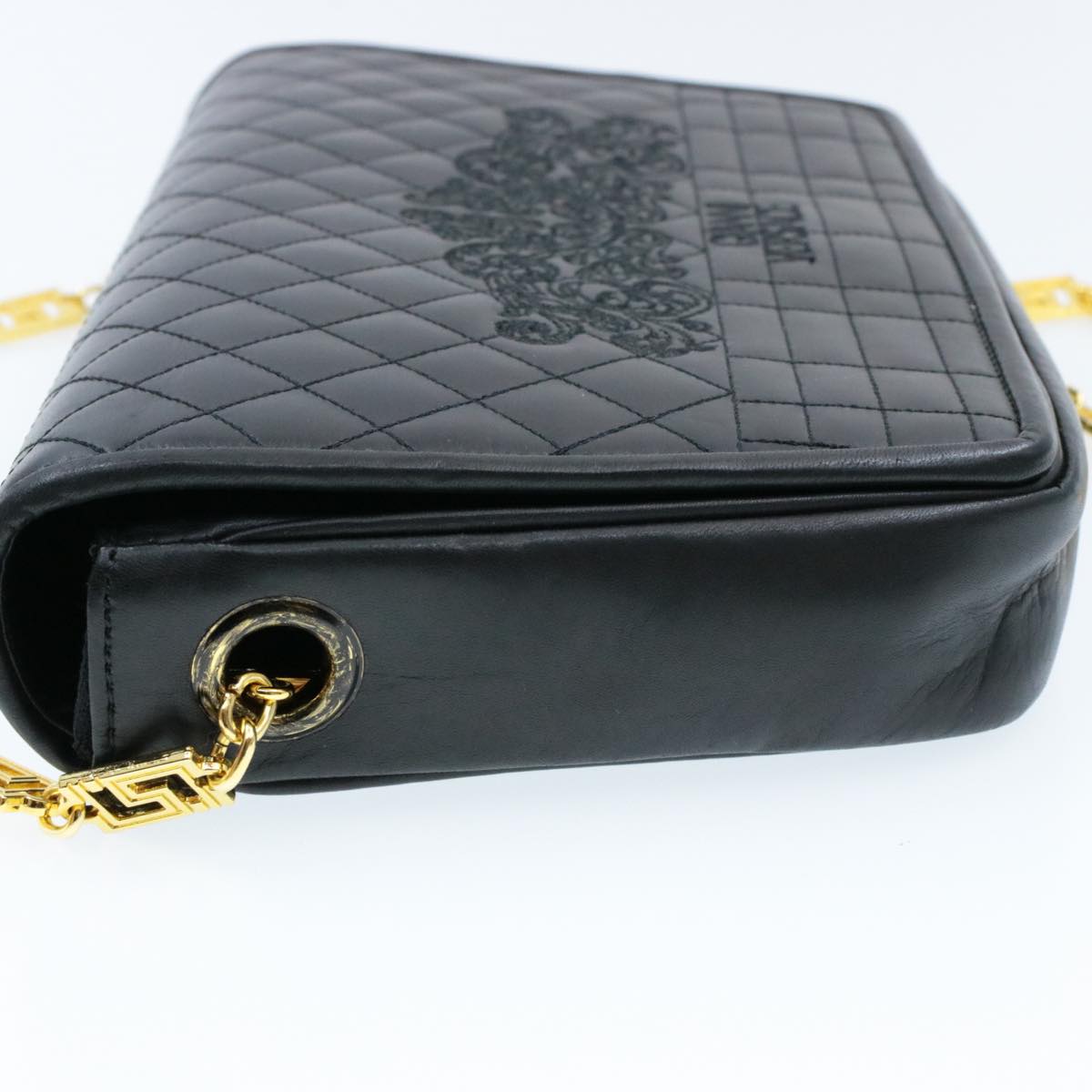 Gianni Versace Shoulder Bag Leather Black Auth am3011s