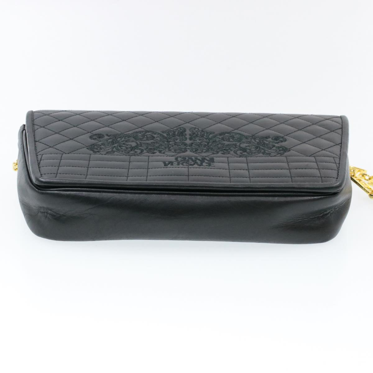 Gianni Versace Shoulder Bag Leather Black Auth am3011s