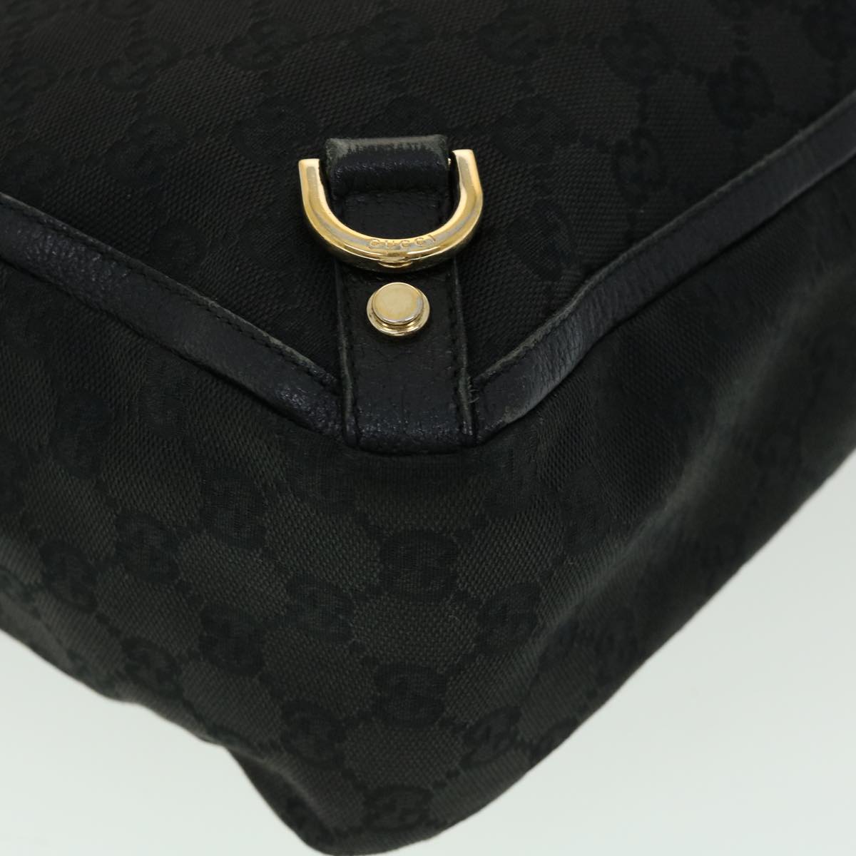 GUCCI GG Canvas Abbey Hand Bag Black Auth tb089