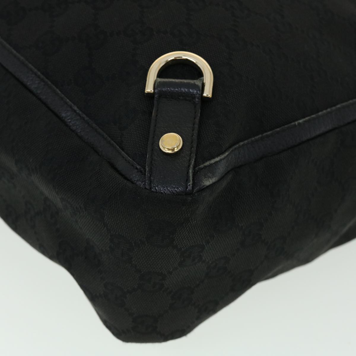 GUCCI GG Canvas Abbey Hand Bag Black Auth tb089