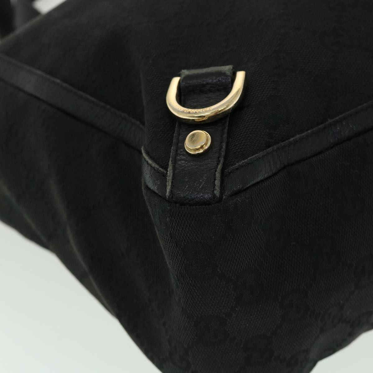 GUCCI GG Canvas Abbey Hand Bag Black Auth tb089