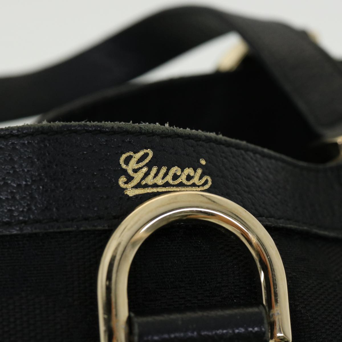 GUCCI GG Canvas Abbey Hand Bag Black Auth tb089