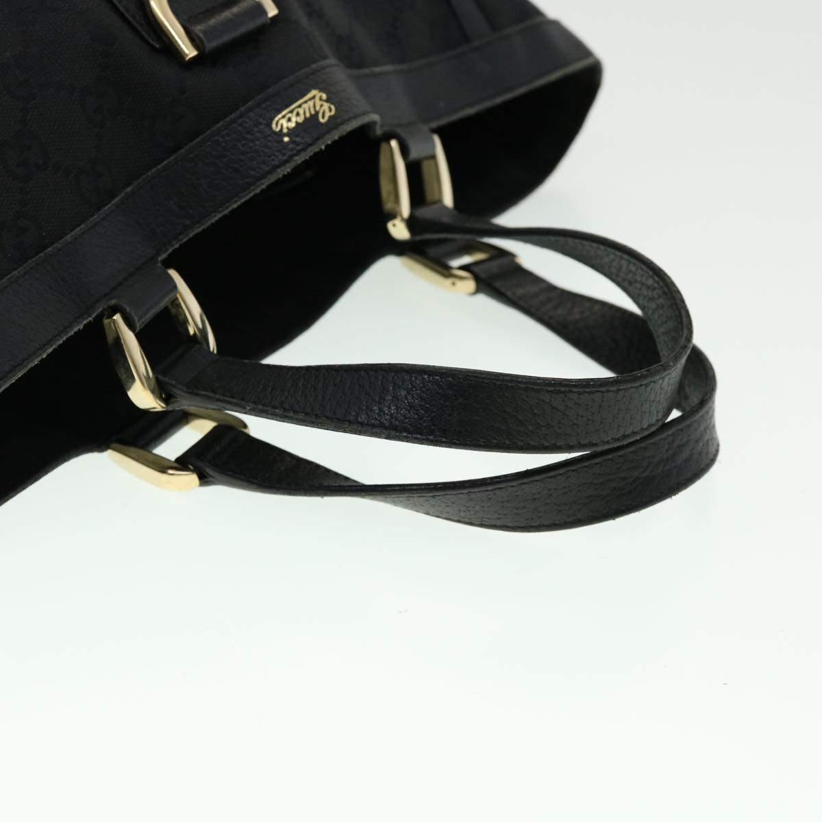 GUCCI GG Canvas Abbey Hand Bag Black Auth tb089