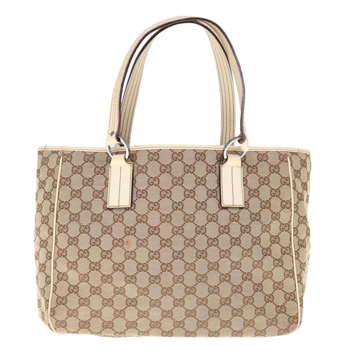 GUCCI GG Canvas Tote Bag Beige 113017 Auth tb1010