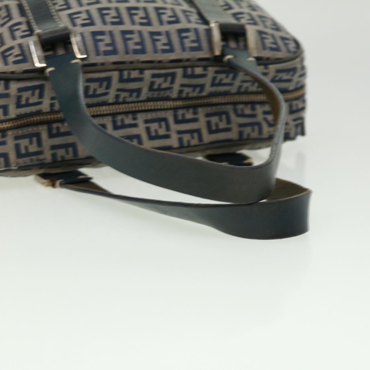 FENDI Zucchino Canvas Hand Bag Navy Auth tb255