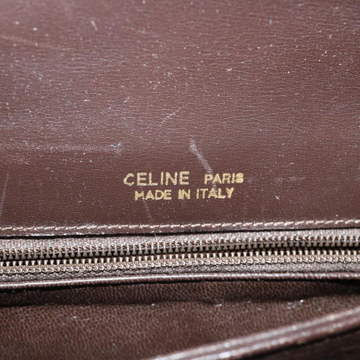 CELINE C Macadam Canvas Gold Horse Carriage Shoulder Bag Brown Auth tb272