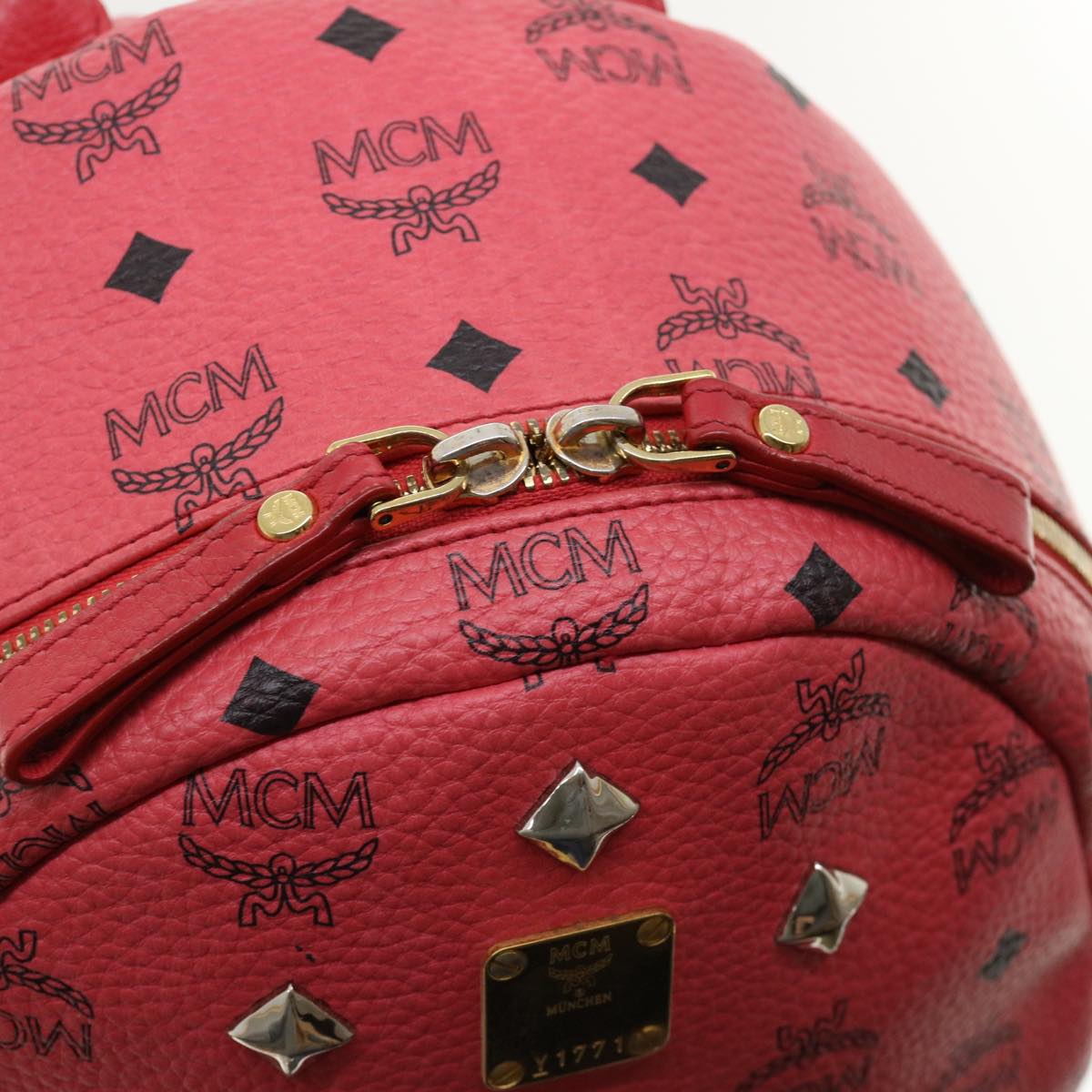 MCM Vicetos Backpack PVC Leather Pink Auth tb290