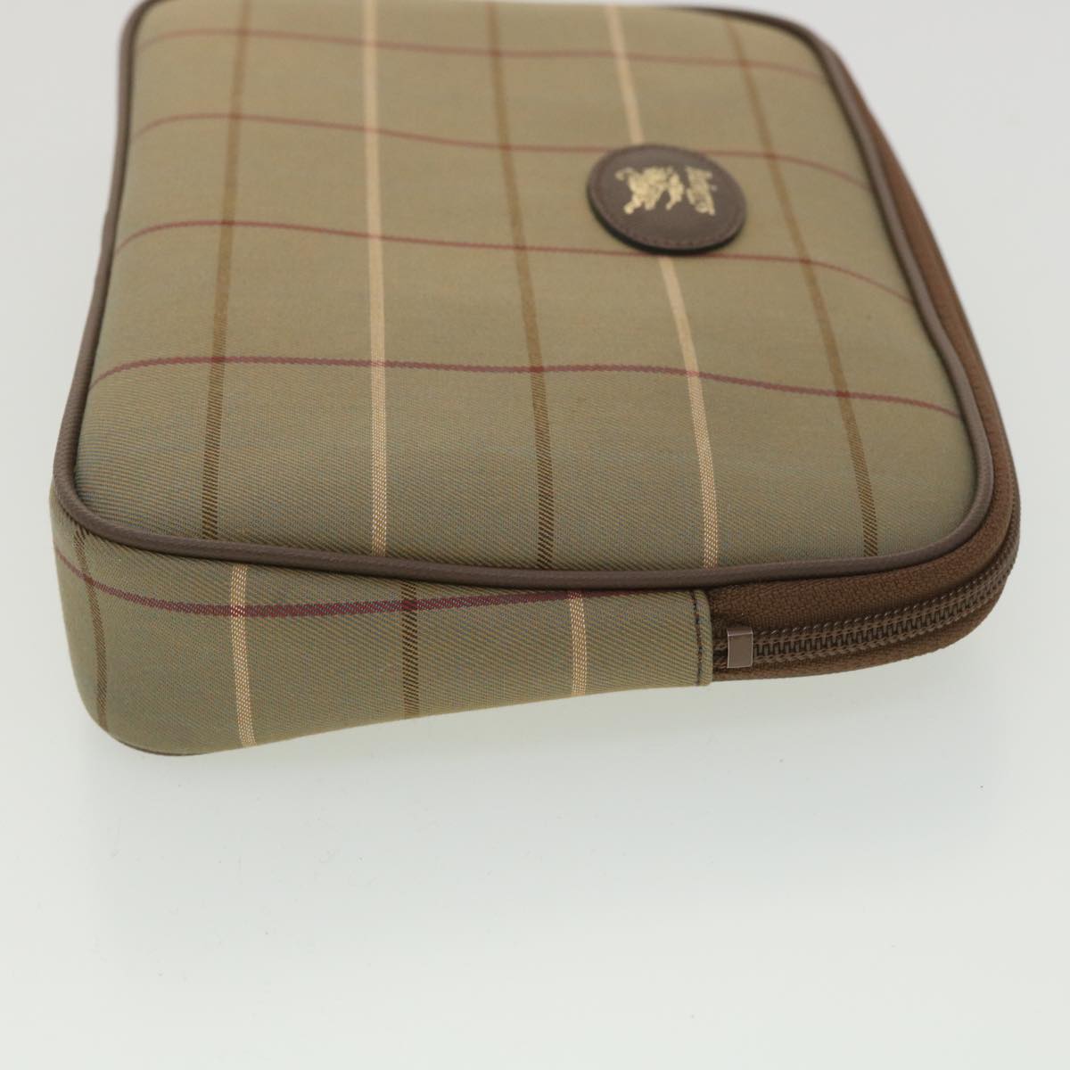 Burberrys Clutch Bag Nylon 3Set Khaki Auth tb418