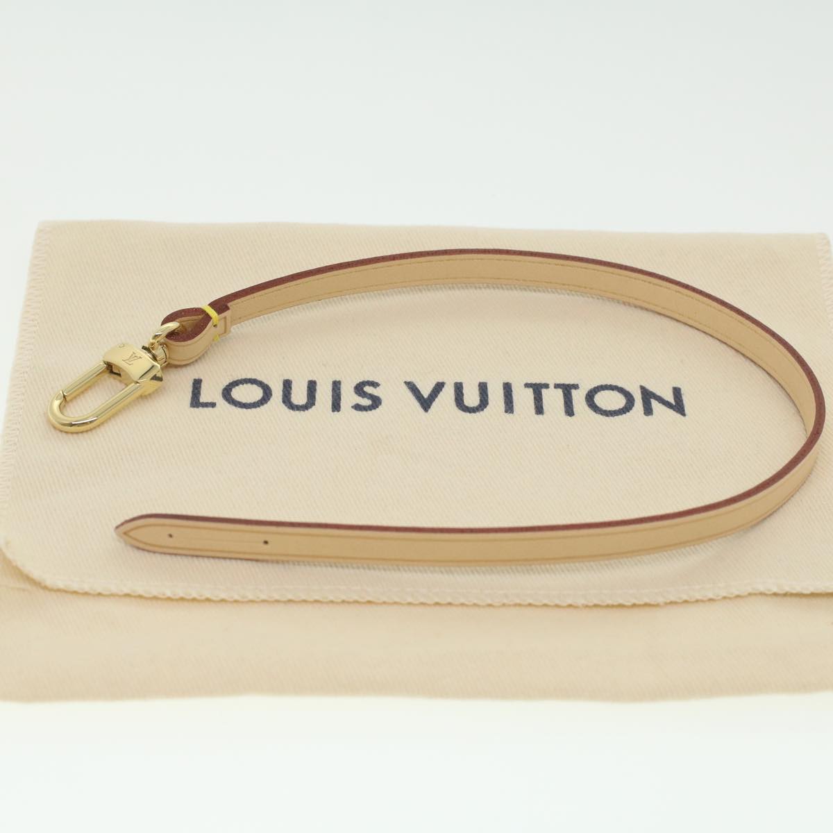LOUIS VUITTON Strap Leather 12.6"" Beige LV Auth tb536