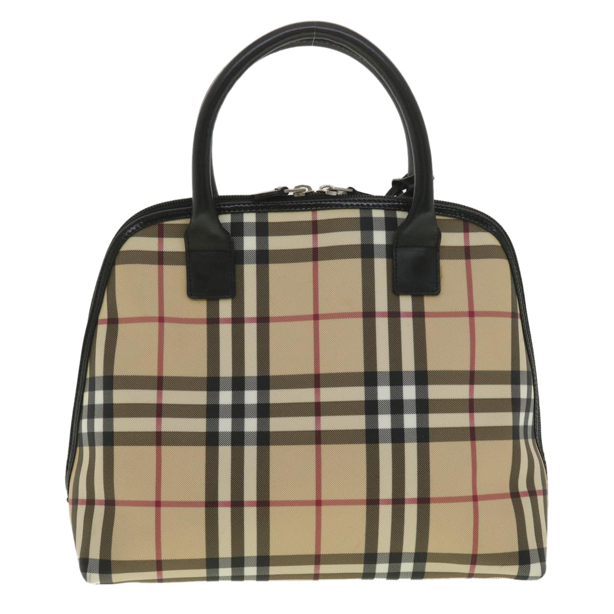 BURBERRY Nova Check Hand Bag Nylon 2way Beige T-03-1 Auth tb553