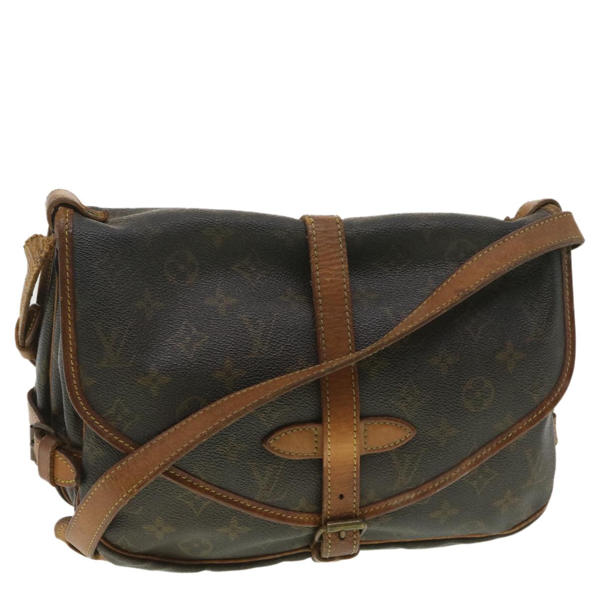 LOUIS VUITTON Monogram Saumur 30 Shoulder Bag M42256 LV Auth tb559