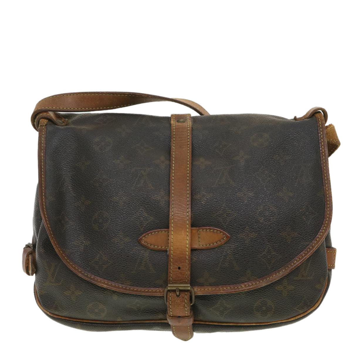 LOUIS VUITTON Monogram Saumur 30 Shoulder Bag M42256 LV Auth tb559