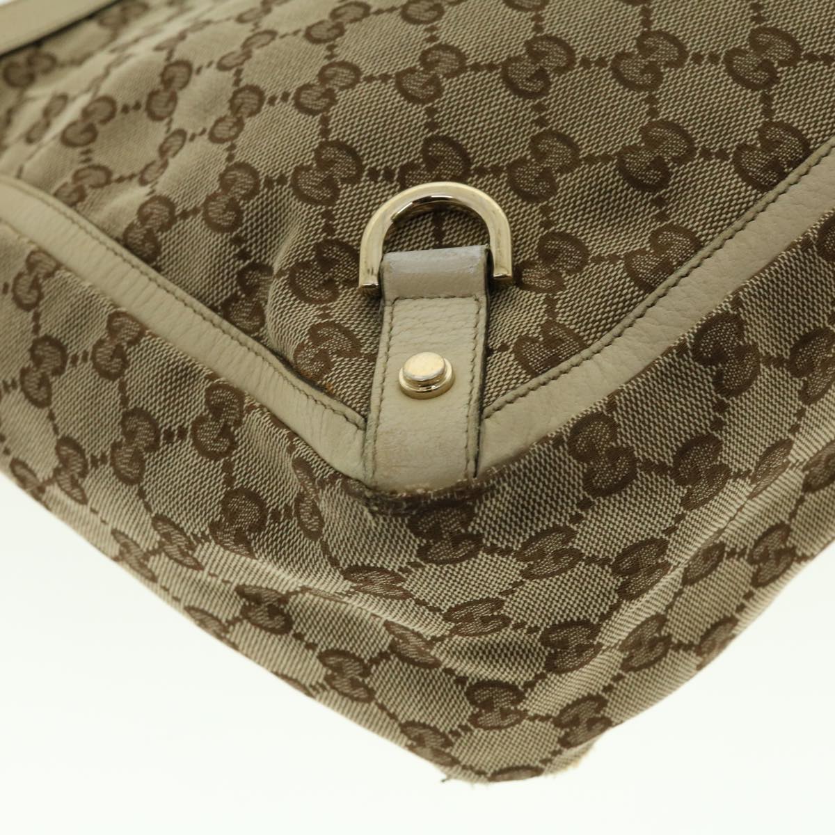 GUCCI GG Canvas Abbey Tote Bag Beige White 205141 Auth tb580