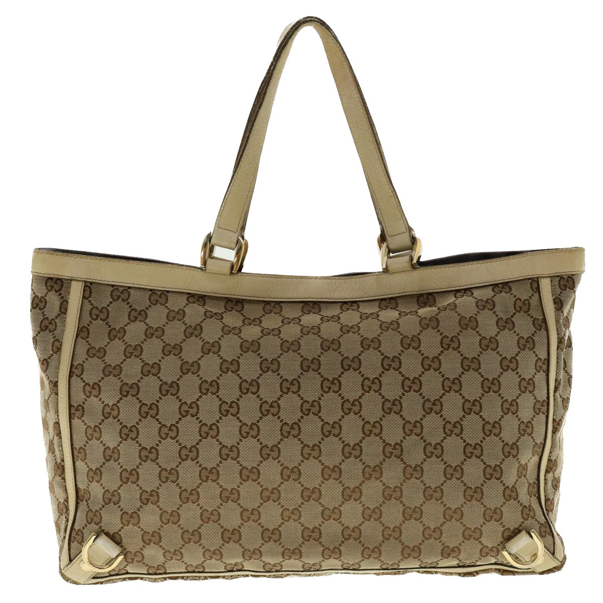 GUCCI GG Canvas Abbey Tote Bag Beige White 205141 Auth tb580 - 0